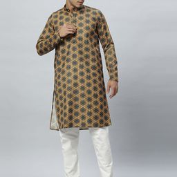 GLOBALRANG Men Quirky Checked Thread Work Kurta image 3