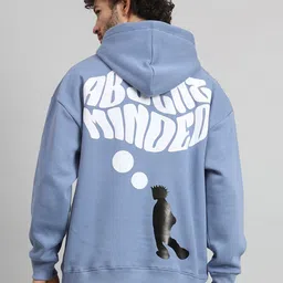GRIFFEL Men Typography Printed Hood Fleece Pullover Sweatshirt-image-19