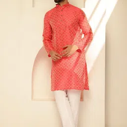 SOJANYA Men Ethnic Motifs Regular Kurta with Pyjamas image 5