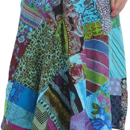 Exotic India Printed With Patch Work Wrap Around Skirt-picture-12