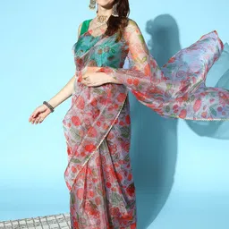 KIMISHA Printed Floral Organza Saree-52