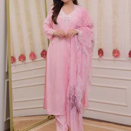 Moda Rapido Women Floral Embroidered Regular Kurta & Trousers With Dupatta-image-62