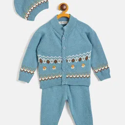JWAAQ Kids Self Design Sweater With Jogger & Cap-10