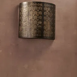 Fabindia Veda Black & Gold-Toned Textured Metal Semi-sphere Wall Lamp-picture-10