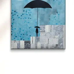 Myntra Elegant Homes Purple & Black Man with Umbrella Canvas Wall Art-image-93