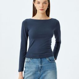 Koton Women Solid Round Neck Cotton Slim Fit T-shirt-image-74