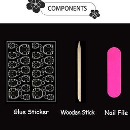 The Pink Truck Set Of 24 Artificial Reusable Nails With Glue - Red With Golden Glitter image 5