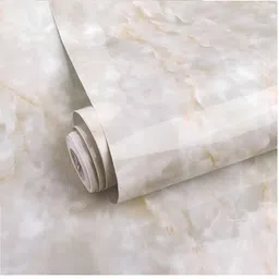 INDIAN ROYALS White & Cream Marble Design Self-Adhesive & Durable Wall Sticker-5