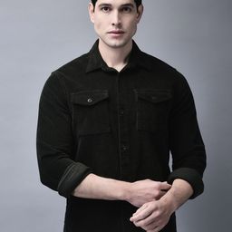 Woods Men Spread Collar Textured Cotton Casual Shirt-image-71