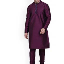 REFULGENT Men Regular Dupion Silk Kurta with Pyjamas image 3
