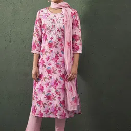 Anouk Women Floral Embroidered Kurta with Trousers & Dupatta-picture-11