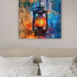 Art Street Blue & Yellow Abstract Printed Canvas Wall Art-53