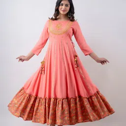HERE&NOW Women Mirror Work Anarkali Kurta-picture-16