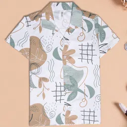 V-Mart Boys Floral Printed Spread Collar Cotton Shirt-picture-4
