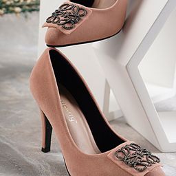 DressBerry Embellished Velvet Slim Pumps-image-62