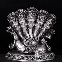 Exotic India Religious Small Superfine Panchamukhi Ganesha Brass Statue-image-27