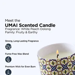 UMAI White Scented Candle with Printed Jar image 2
