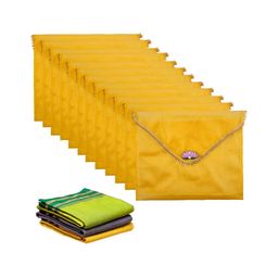 Aura Yellow & Gold Toned 12 Pieces Organza Saree Covers Organisers-52