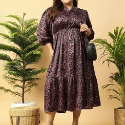 Oxolloxo Animal Print Satin Fit & Flare Maxi Dress-image-53
