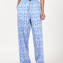 Bewakoof Official Disney Merchandise Marie Women Blue Printed Wide Leg Lounge Pants-image-7