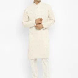 Devyom Men Printed Regular Thread Work Kurta with Pyjamas image 3