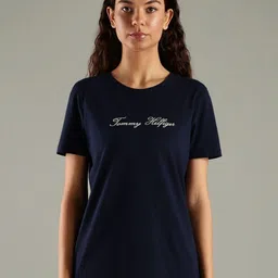 Tommy Hilfiger Brand Logo Printed Round Neck Regular Fit Cotton T-shirt-image-1