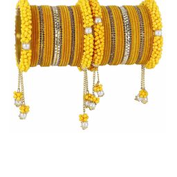 LAVAZZA Set Of 52 CZ-Studded Pearl Latkan Chuda Bangles-3