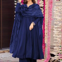 TOOCHKI Women Bandhani Embroidered Empire Thread Work Kurta with Palazzos & Dupatta-picture-6
