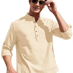 APEKTRA Men Mandarin Collar Straight Kurta-picture-10