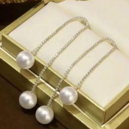 CIKIT Artificial Stones Studded & Pearls Beaded Spherical Drop Earrings-image-3