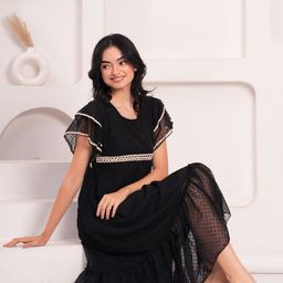 HIGHLIGHT FASHION EXPORT Jacquard Fit & Flare Midi Dress-image-28