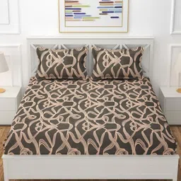 Myntra Elegant Homes Black Printed 300 TC Fitted Double King Bedsheet Set- 1.82mx1.98mx8cm-image-28