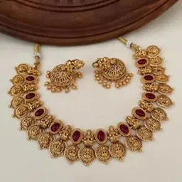 Rujve Jewellery Gold-Plated Stone-Studded Jewellery Set-56