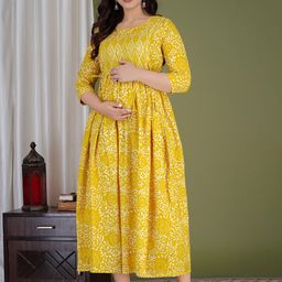 Fashion4word Women Floral Printed Screen Print Maternity Straight Kurta-picture-27
