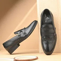 NICO NERINI Men Leather Formal Monk Shoes-picture-28