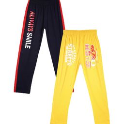 Fashionable Pack Of 2 Kids Printed Mid-Rise Pure Cotton Track Pants-43