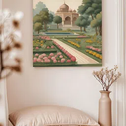 Art Street Green & Pink Taj Mahal Printed Canvas Wall Art-53