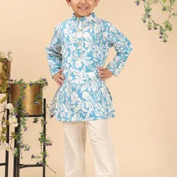 Cutiekins Boys Floral Printed Kurta with Pyjama-image-100