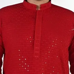 Atly Men Embroidered Regular Sequinned Kurta with Pyjamas image 5