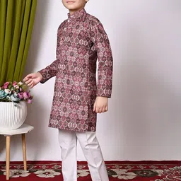 NFC CREATION Boys Embroidered Regular Sequinned Kurta with Pyjamas image 5