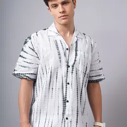 British Club Men Comfort Cuban Collar Dyed Cotton Slim Fit Casual Shirt-image-95