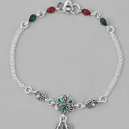 VOJ Silver-Plated Artificial Beads Anklet image 2