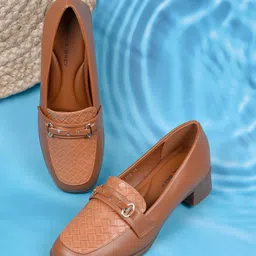 Ronnie Grey Women Woven Design PU Loafers-image-88