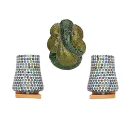 Somil Indore Mosaic Decorative Lamp Combo of Matching Wall Lamp & Blessing God Ganesh Wall Lamp, Multi Compatible with LED, Size: 14 X 14 X 18.5 Cm, Pack of 3.-image-83
