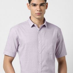 V Dot Men Spread Collar Floral Printed Cotton Formal Shirt-image-42