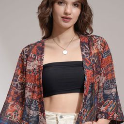 ESPYR By Tokyo Talkies Graphic Printed Front Open Shrug-57
