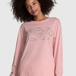Victoria's Secret Women Extended Sleeves Raw Edge T-shirt-picture-14