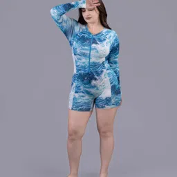 Keepfit Women Long Sleeves Printed Padded Plus Size Legsuit Swimwear-image-90