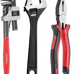 Combo of 8-Inch Adjustable Wrench, 8-Inch Combination Plier, 10-Inch Pipe Wrench Needle Nose Plier-2