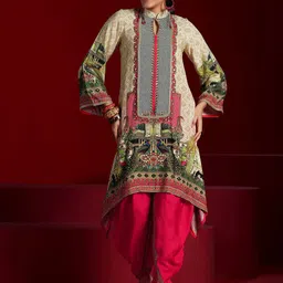Libas Art Ethnic Motifs Printed Mandarin Collar Tunic with Dhoti Pants-picture-10